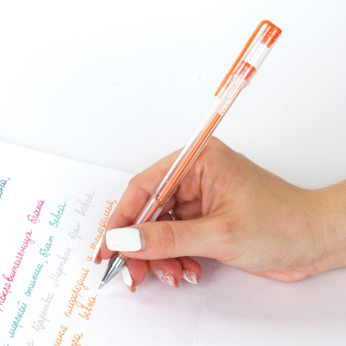 Ручки гелевые ПИФАГОР, 6 цветов, блестки, корпус прозрачный, линия письма 0,5 мм фото 10