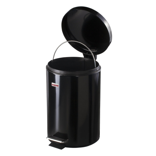 Ведро-контейнер для мусора с педалью LAIMA "Classic", 12 л, черное, глянцевое, металл фото 3