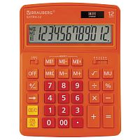 Калькулятор настольный BRAUBERG, 206x155 мм, 12 разрядов, двойное питание, оранжевый