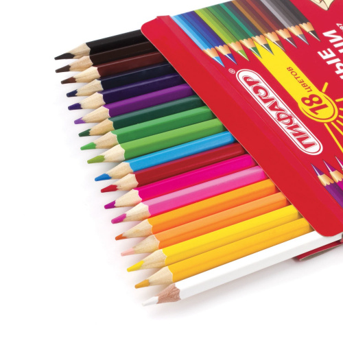 Карандаши цветные ПИФАГОР, 18 цветов, классические, заточенные, картонная упаковка фото 4