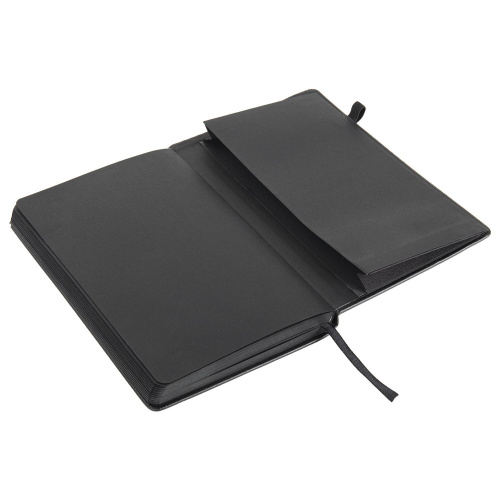 Скетчбук, черная бумага 140 г/м2 130х210 мм, 80 л., КОЖЗАМ, резинка, карман, BRAUBERG ART, черный фото 8