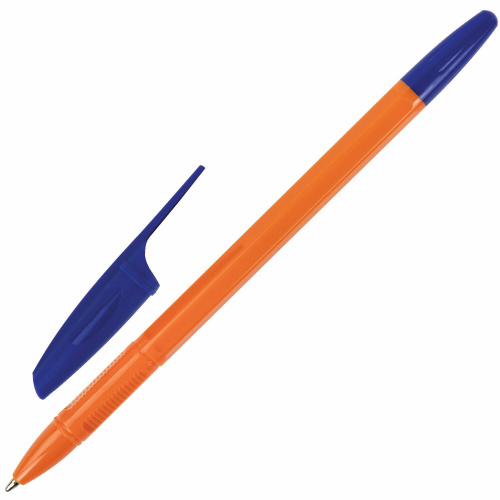 Ручка шариковая ОФИСМАГ "X-333 Orange", СИНЯЯ, корпус оранжевый, узел 1 мм, линия 0,5 мм фото 2
