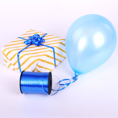 Лента упаковочная декоративная для шаров и подарков ЗОЛОТАЯ СКАЗКА, 5 мм х 500 м, синяя фото 5