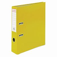 Папка-регистратор BRAUBERG, покрытие пластик, 75 мм, с уголком, желтая