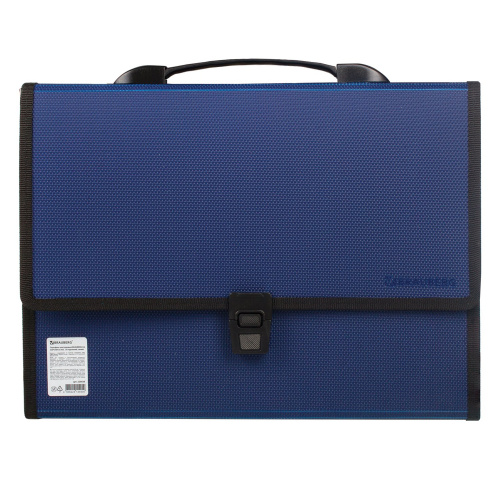 Папка-портфель пластиковая BRAUBERG "ДИПЛОМАТ", А4, 13 отделений, фактура бисер, синяя фото 3