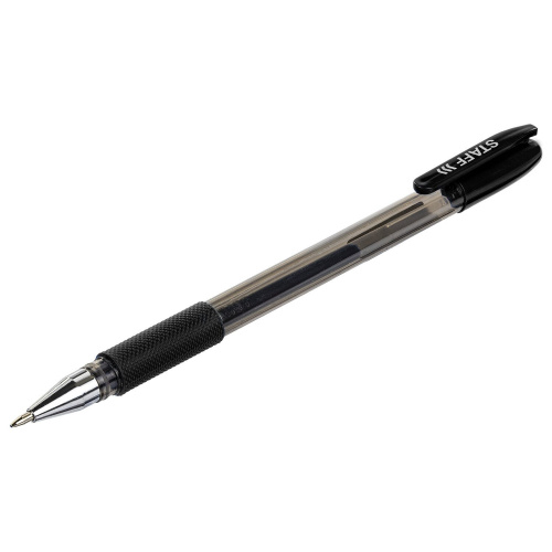 Ручка гелевая с грипом STAFF "Basic", корпус тонированный, линия письма 0,35 мм, черная фото 7