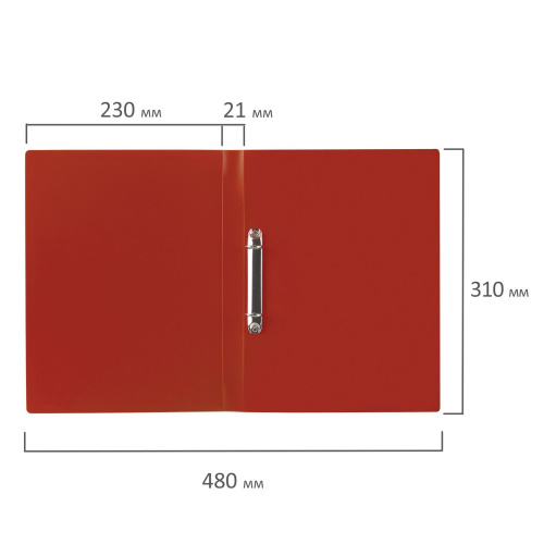 Папка на 2 кольцах STAFF, 21 мм, до 170 листов, 0,5 мм, красная фото 6