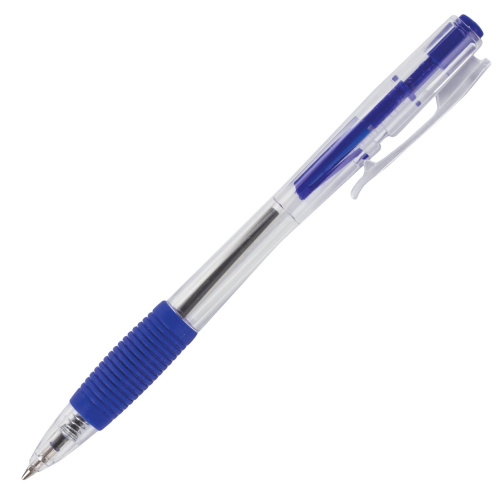 Ручка шариковая автоматическая STAFF "Basic", корпус прозрачный, линия письма 0,35 мм, синяя фото 6