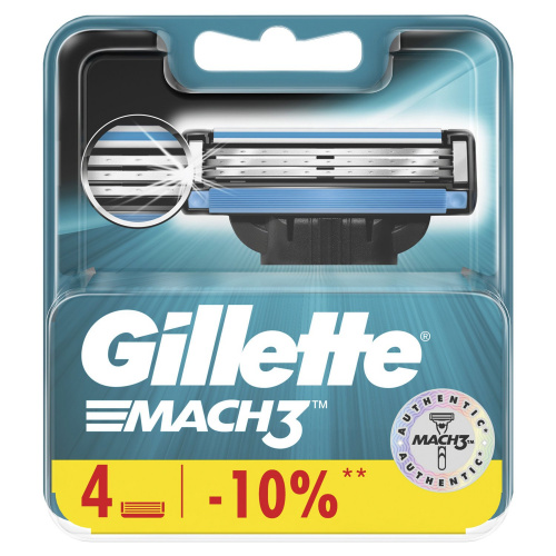 Сменные кассеты для бритья GILLETTE "Mach3", 4 шт., для мужчин фото 3