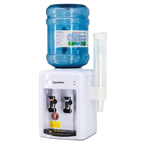 Кулер для воды AQUA WORK 0.7-TDR, настольный, нагрев/охлаждение электролнное, 2 крана, белый фото 9