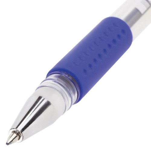 Ручка гелевая с грипом STAFF "EVERYDAY", корпус прозрачный, линия письма 0,35 мм, синяя фото 5