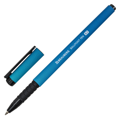 Ручка шариковая BRAUBERG SOFT TOUCH GRIP "GRADIENT NEON", ассорти, узел 0,7 мм, синяя фото 3