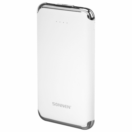 Аккумулятор внешний SONNEN, 2 USB, 6000 mAh, литий-полимерный, белый фото 8