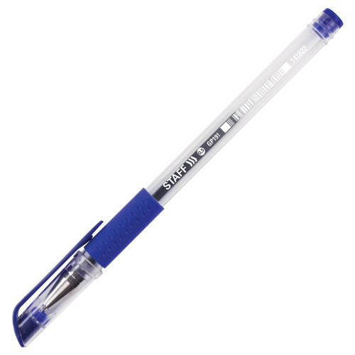 Ручка гелевая с грипом STAFF "EVERYDAY", корпус прозрачный, линия письма 0,35 мм, синяя фото 6