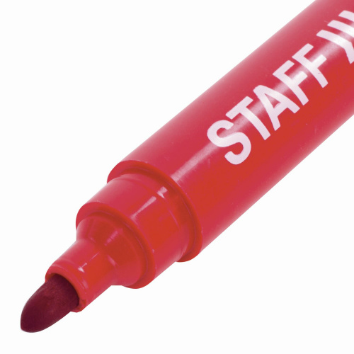 Маркер перманентный (нестираемый) STAFF "Basic", круглый наконечник, 2,5 мм, красный фото 10