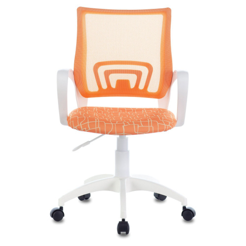 Кресло BRABIX "Fly MG-396W", с подлокотниками, пластик белый, сетка, оранжевое с рисунком фото 10