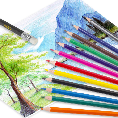 Карандаши цветные стираемые с резинкой ПИФАГОР "МАГИЯ", 12 цветов, пластиковые фото 3