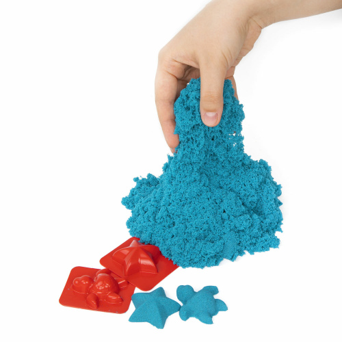 Песок для лепки кинетический BRAUBERG KIDS, синий, 500 г, 2 формочки, ведерко фото 7