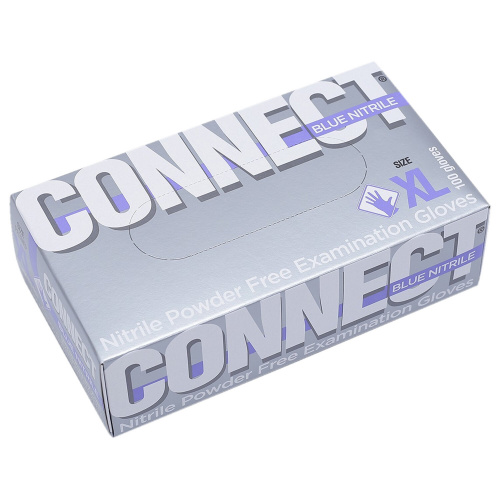 Перчатки нитриловые смотровые CONNECT, 100 штук, размер XL, голубые фото 2