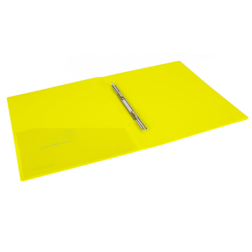 Папка с металлич скоросшивателем и внутренним карманом BRAUBERG "Neon", 16 мм, до 100 л, желтая фото 6