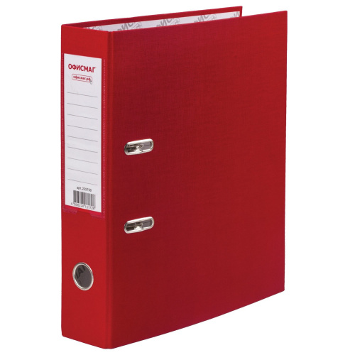Папка-регистратор ОФИСМАГ, с арочным механизмом, покрытие из ПВХ, 75 мм, красная