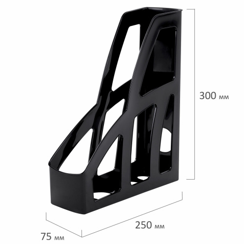 Лоток вертикальный для бумаг BRAUBERG FILE, 250х75х300 мм, черный фото 6