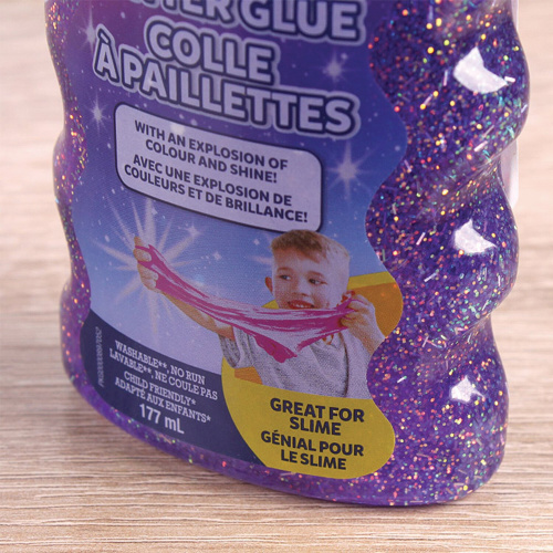Клей для слаймов канцелярский с блестками ELMERS "Glitter Glue", 177 мл, фиолетовый фото 3