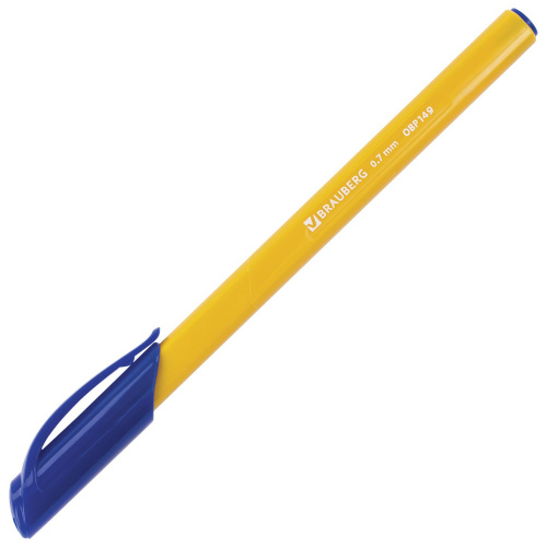 Ручка шариковая масляная BRAUBERG "Extra Glide Orange", трехгранная, линия письма 0,35 мм, синяя фото 9