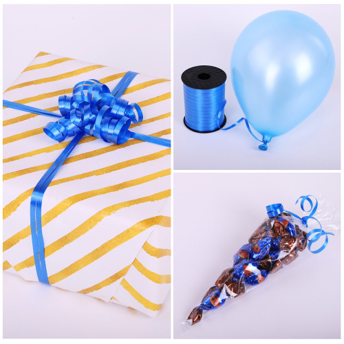 Лента упаковочная декоративная для шаров и подарков ЗОЛОТАЯ СКАЗКА, 5 мм х 500 м, синяя фото 7