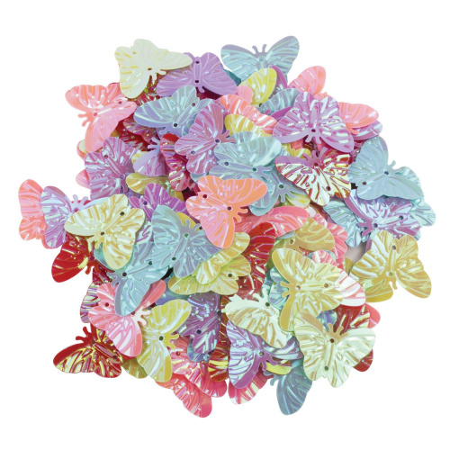 Пайетки для творчества ОСТРОВ СОКРОВИЩ "Бабочки", яркие, цвет ассорти, 5 цветов, 15 мм, 20 грамм фото 3