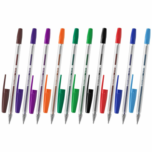 Ручки шариковые BRAUBERG "M-500", 10 цветов, ассорти, линия письма 0,35 мм фото 6