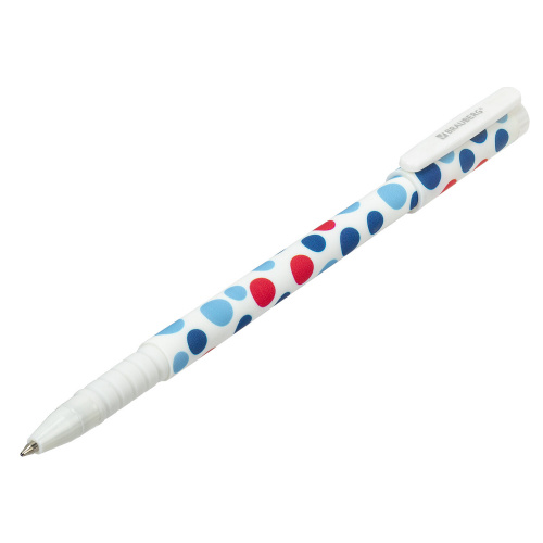Ручка шариковая BRAUBERG SOFT TOUCH GRIP "DOTS", мягкое покрытие, ассорти, узел 0,7 мм, синяя фото 9