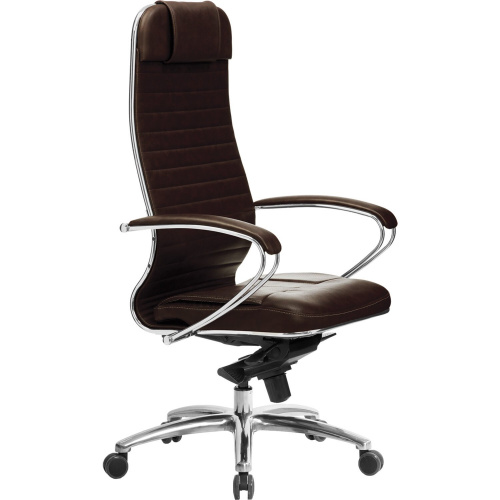 Кресло офисное МЕТТА "SAMURAI" KL-1.04, рецик. кожа, темно-коричневое фото 6