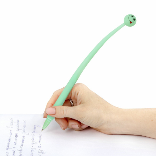 Ручка фигурная шариковая ЮНЛАНДИЯ "Смайлик", силиконовый корпус, ассорти, пишущий узел 0,7 мм, синяя фото 10