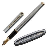 Ручка подарочная перьевая BRAUBERG Maestro, корпус серебристый, линия письма 0,25 мм, синяя