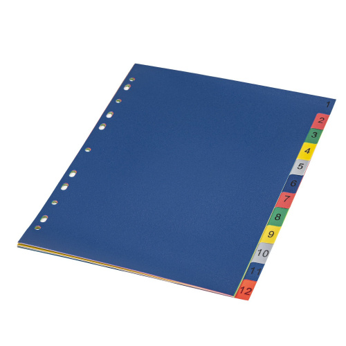 Разделитель пластиковый BRAUBERG, А4, 12 листов, цифровой 1-12, оглавление, цветной фото 7