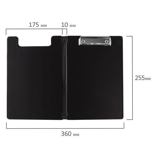 Папка-планшет BRAUBERG,  А5, с прижимом и крышкой, картон/ПВХ, черная фото 7