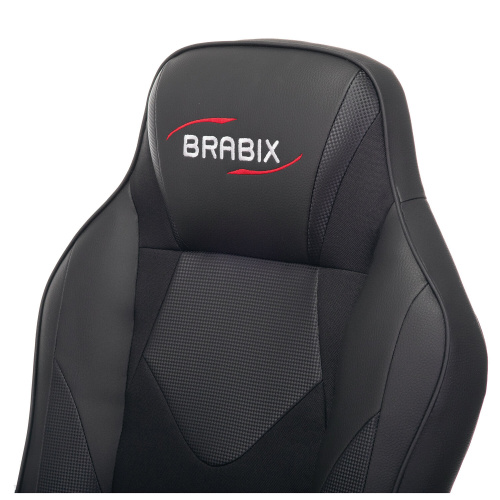 Кресло компьютерное BRABIX "Game GM-017", экокожа/ткань, черное фото 6