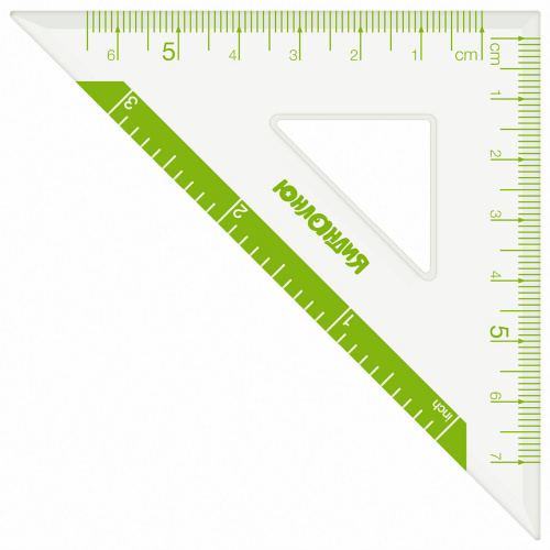 Набор чертежный ЮНЛАНДИЯ "ГЕОМЕТРИЯ", линейка 18 см, 2 треугол, транспортир, зеленая шкала фото 6