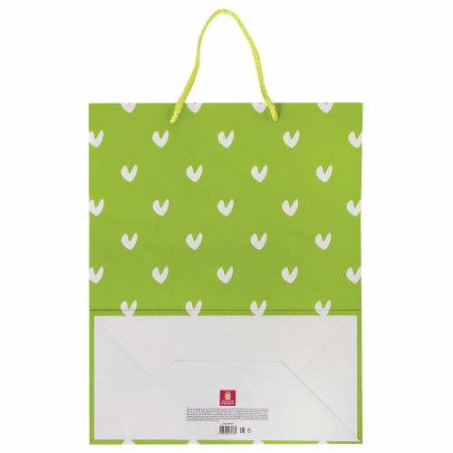 Пакет подарочный ЗОЛОТАЯ СКАЗКА "Зеленый в галочку", 26x12,7x32,4 см, ламинированный фото 2