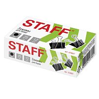 Зажимы для бумаг STAFF "EVERYDAY", 12 шт., 25 мм, на 100 листов, черные, картонная коробка