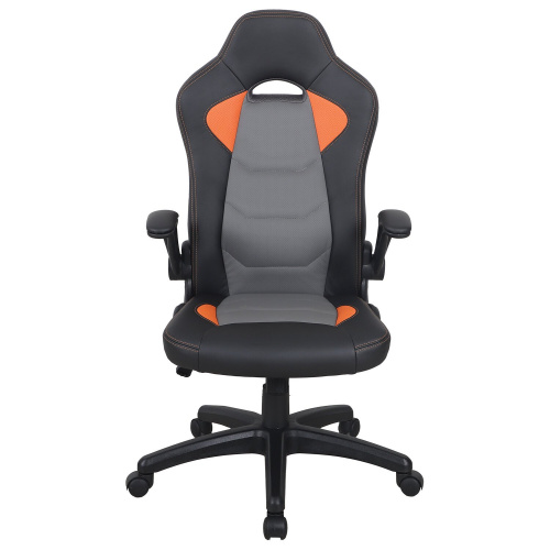 Кресло компьютерное BRABIX "Skill GM-005", откидные подлокотники, экокожа, черное/оранжевое фото 7