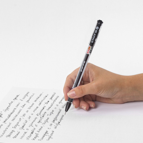 Ручка гелевая с грипом STAFF "College", корпус прозрачный, линия письма 0,3 мм, черная фото 4