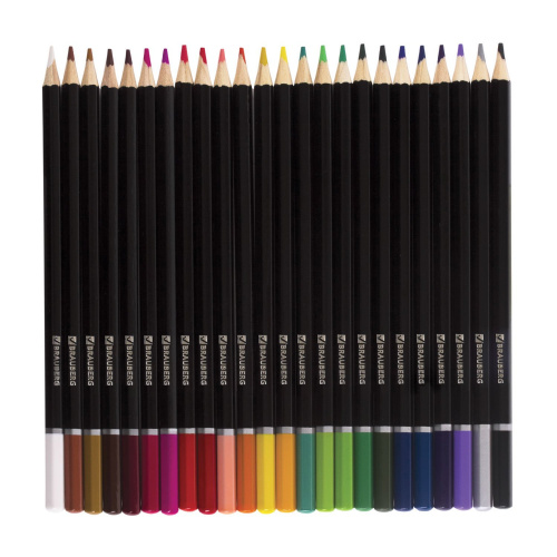 Карандаши цветные BRAUBERG "Artist line", 24 цвета, черный корпус, заточенные фото 5