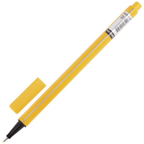 Ручка капиллярная (линер) BRAUBERG "Aero", металлический наконечник, линия письма 0,4 мм, желтая фото 2