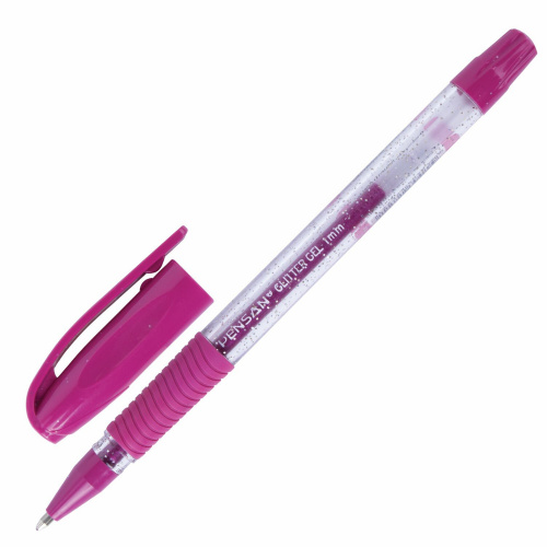 Ручка гелевая PENSAN "Glitter Gel", чернила с блестками, линия письма 0,5 мм, дисплей, черная фото 6