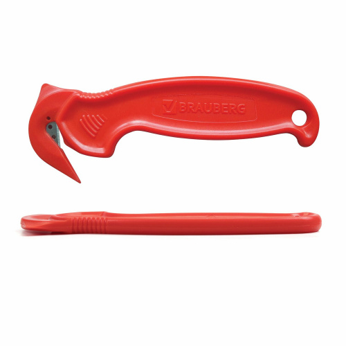 Нож складской безопасный BRAUBERG "Logistic", для вскрытия упаковочных материалов, красный, блистер фото 6