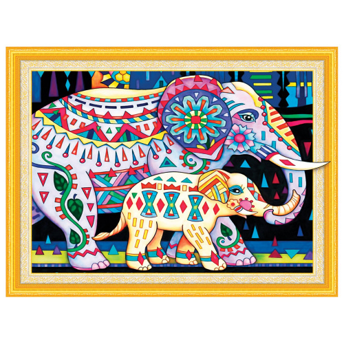 Картина стразами сияющая ОСТРОВ СОКРОВИЩ "Индийские слоны", 40х50 см, без подрамника фото 8