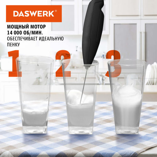 Капучинатор/вспениватель молока электрический на подставке soft touch, черный, DASWERK, 456179 фото 10