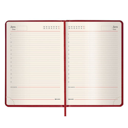 Ежедневник недатированный BRAUBERG, А5, 138х213 мм, под кожу, 160 л., бордовый фото 4